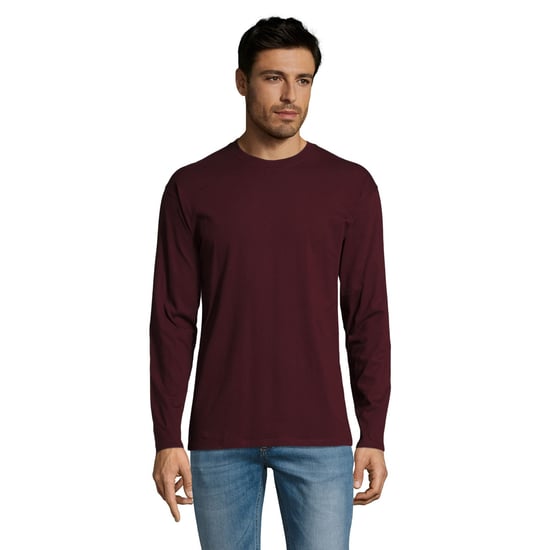 SOLS Mens Monarch Long Sleeve T-Shirt (Oxblood) - Image 1