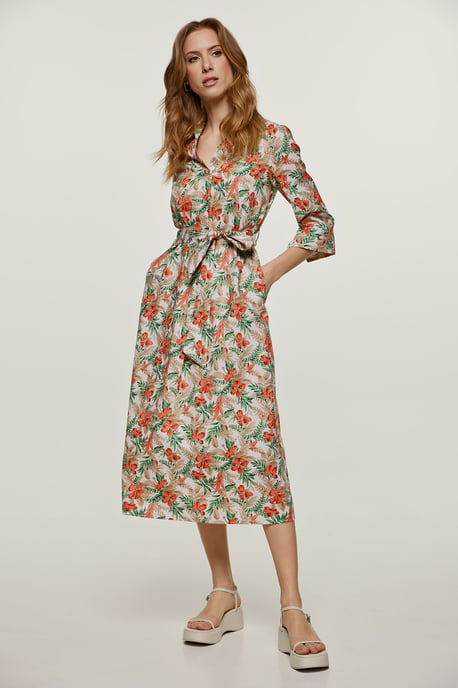 Vestido midi estilo popelín estampado - Image 2