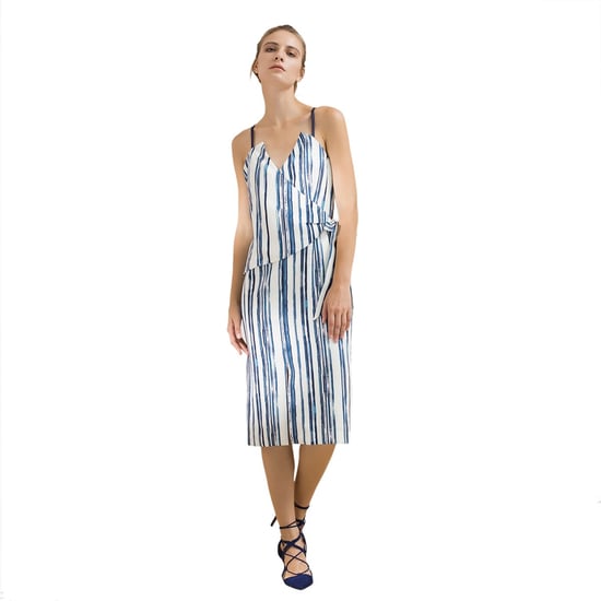 Stripe Print Wrap Effect Dress