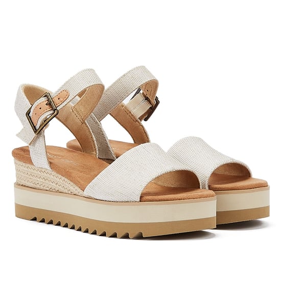 TOMS Diana Canvas Wedge Natural Women's White Sandals - Image 1