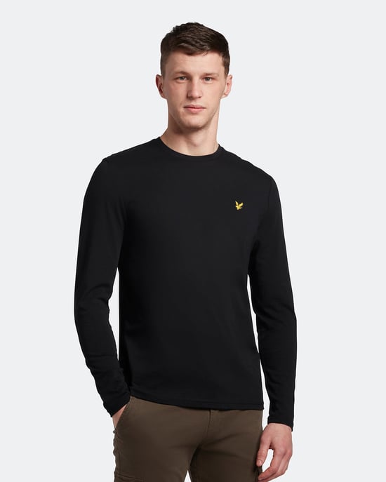 Lyle & Scott Plain Long Sleeve T-Shirt in Black - Image 2