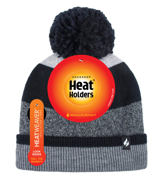 Heat Holders - Gorro de invierno con forro polar y pompón para mujer - Negro / Gris - Image 2