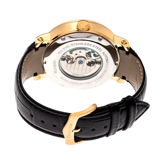Heritor Automatic Aries Skeleton Leather-Band Watch