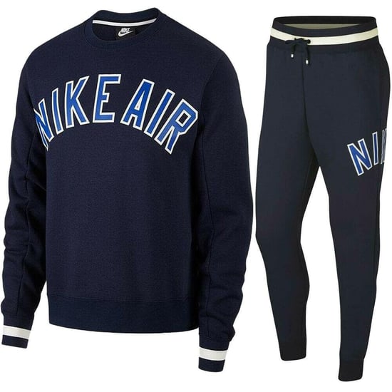 Conjunto de chándal Nike Air Fleece con cuello redondo, color azul marino - Image 1