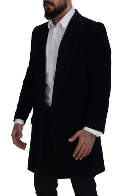 Abrigo largo de algodón negro Dolce & Gabbana para hombre - Image 3