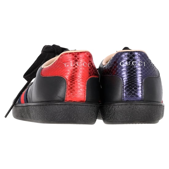 Gucci Ace Bee Low-Top Sneakers in Black Calfskin Leather - Image 4