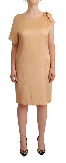 Vestido recto de una sola manga en beige para mujer Moschino, a la altura de la rodilla. - Image 1