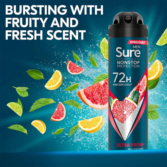 Sure Men Nonstop Protection 72H Anti-Perspirant Deodorant Ultra Fresh 150ml, 6pk