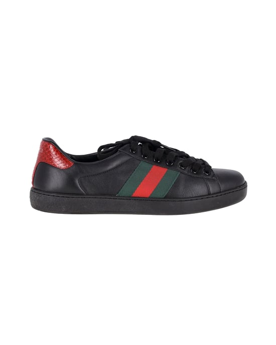 Gucci Ace Sneakers with Python Embossed Panel in Black Leather - Image 1