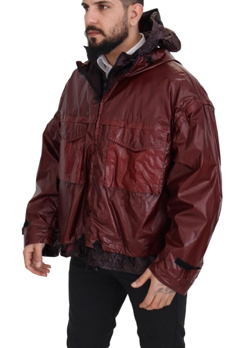 Chaqueta con capucha de algodón burdeos de cierre completo para hombre Dolce & Gabbana - Image 2