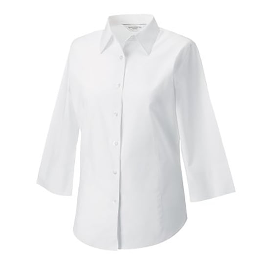 Russell Collection Ladies/Womens 3/4 Sleeve Easy Care Fitted Shirt (White) - Image 4