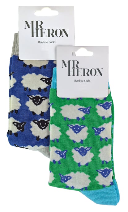 Mr Heron - 2 Pairs Boys Bamboo Animal Patterned Socks - Sheep - Image 2
