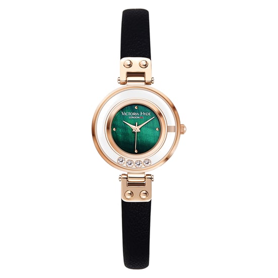 VICTORIA HYDE Ladies Watches Small Dial Analog Quartz Woman Watches with Clear Crystal Elegant Gold Watch for Woman, green black - Image 1