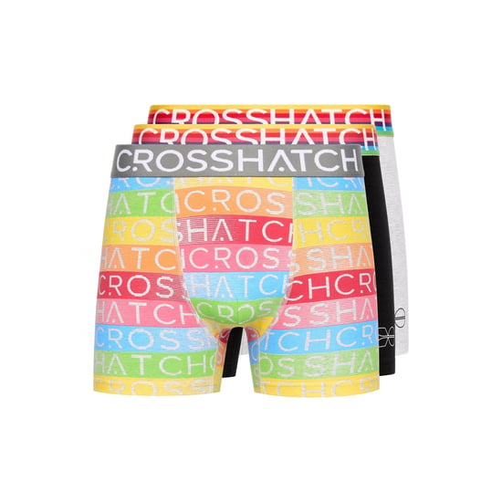 Crosshatch Mens Rainbow Mix Boxer Shorts (Pack of 3) (Grey) - Image 1