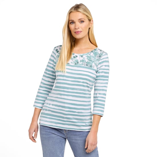 Peter Storm Womens Patsy Tee with 3/4 Sleeves & Scooped Neck, 100% Cotton Casual T-Shirt