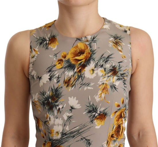 Vestido mini ajustado de seda gris con flores para mujer de Dolce & Gabbana - Image 4