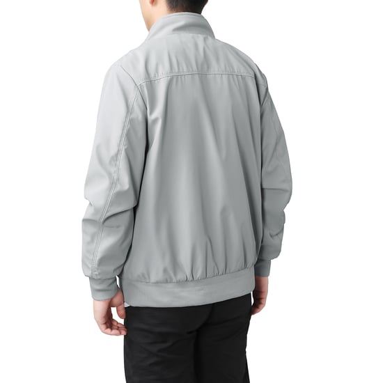 Men's Bomber Jacket with Stand-Up Collar, Transitional Jacket for Autumn, Casual Sports Jacket Gray - Image 6