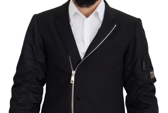 Chaqueta de lana negra con cremallera completa y mangas largas para hombre de Dolce & Gabbana - Image 2