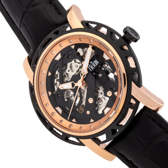 Reign Stavros Automatic Skeleton Leather-Band Watch