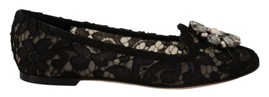 Zapatos Mocasines de Encaje Cristal Negro Taormina para Mujer de Dolce & Gabbana - Image 1