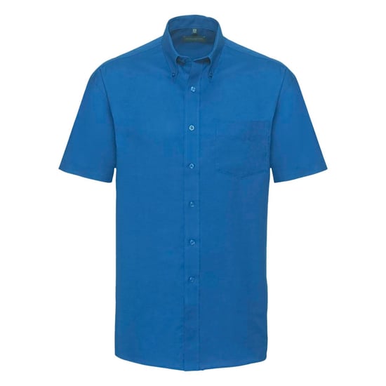 Russell Collection Mens Short Sleeve Easy Care Oxford Shirt (Oxford Blue) - Image 1