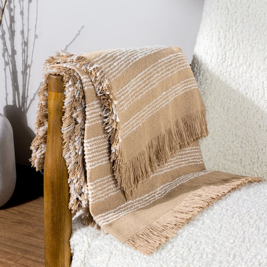 Höem Jour Boucle Yarn Woven Fringed Throw