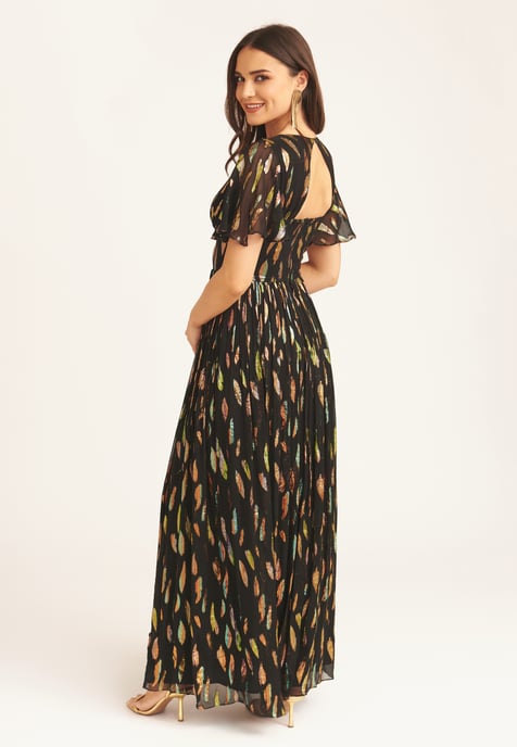 Vestido Maxi de Manga Angelical Multi Jacquard - Image 3