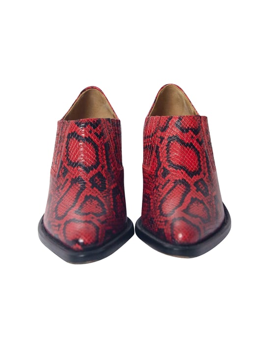 Chloé Rylee Snake-Effect Ankle Boots in Red Leather - Image 2