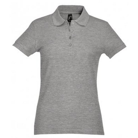 SOLS Womens/Ladies Passion Pique Short Sleeve Polo Shirt (Grey Marl) - Image 1