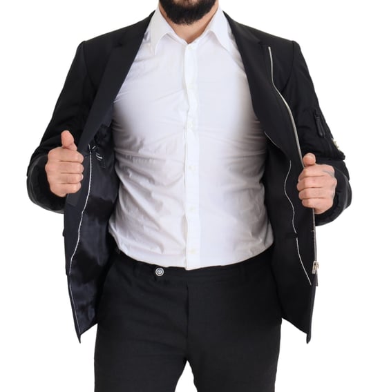 Chaqueta de lana negra con cremallera completa y mangas largas para hombre de Dolce & Gabbana - Image 4
