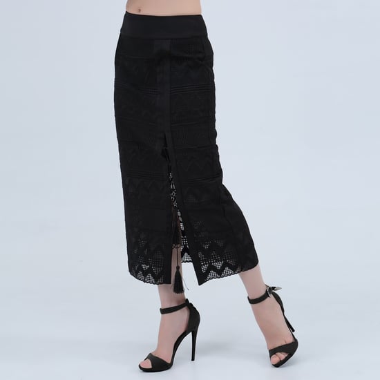 Geometrical Lace Midi Skirt - Image 2