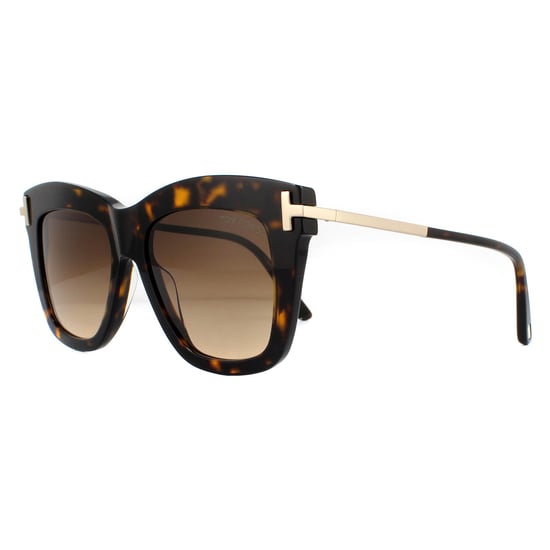Gafas de sol cuadradas para mujer Tom Ford en marrón habana oscuro con degradado - Image 2