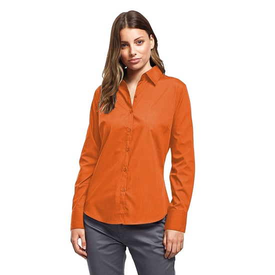 Premier Womens/Ladies Poplin Long-Sleeved Blouse (Orange) - Image 3