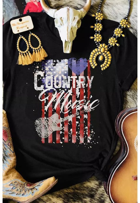 Camiseta de manga corta negra con estampado de la bandera americana de para mujer - Image 4