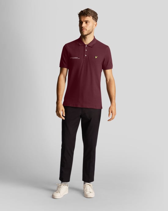 Lyle & Scott men's polo shirt with Co-Ordinates print in burgundy red