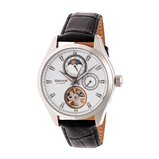 Reloj automático Heritor Sebastian semiesqueleto con correa de cuero - Image 1