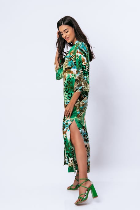 Vestido largo estilo caftán con estampado animal - Image 6