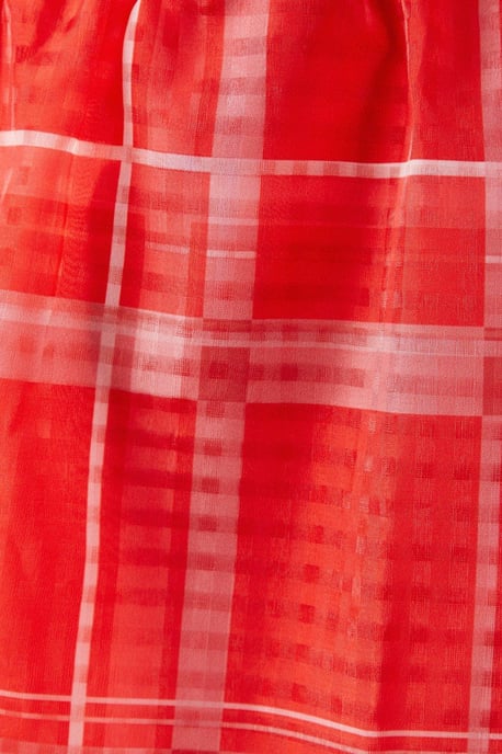 Print Organza Square Neck Mini Smock Dress