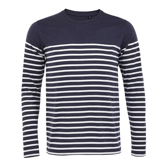 SOLS Mens Matelot Striped Long-Sleeved T-Shirt (French Navy/White) - Image 1