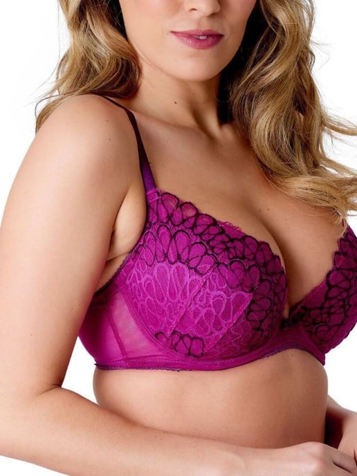 Swirl Padded Plunge Bra Raspberry