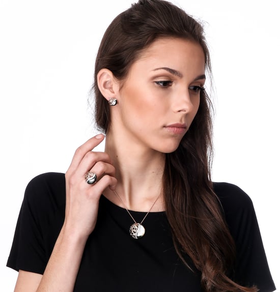 Orphelia 'Unari' Women's 925 Sterling Silver Stud Earrings - Silver/Rose ZO-7112