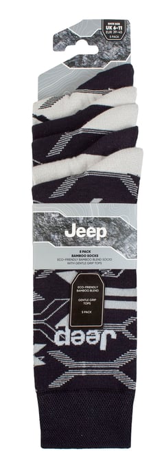 Calcetines de vestir de bambú para hombre | Jeep | Paquete de 5 calcetines de ocio transpirable para uso diario - Azul marino / Gris - Image 2
