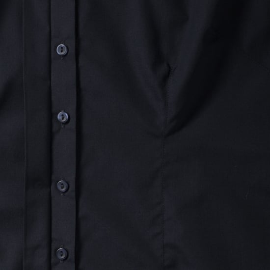 Russell Collection Ladies 3/4 Sleeve Poly-Cotton Easy Care Fitted Poplin Shirt (French Navy) - Image 4