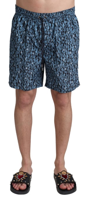 Shorts de baño estampados en azul para hombre de Dolce & Gabbana - Image 1
