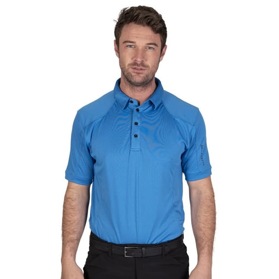 Island Green Mens Topstitched Golf Polo Shirt (Sky Azure) - Image 3