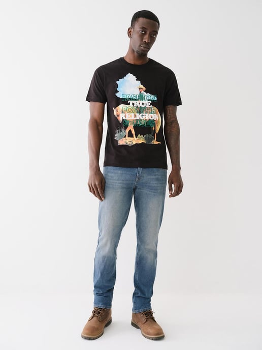 Embroidered Cowboy Tee in Black