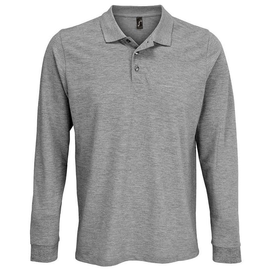 SOLS Unisex Adult Prime Pique Long-Sleeved Polo Shirt (Grey Marl) - Image 1