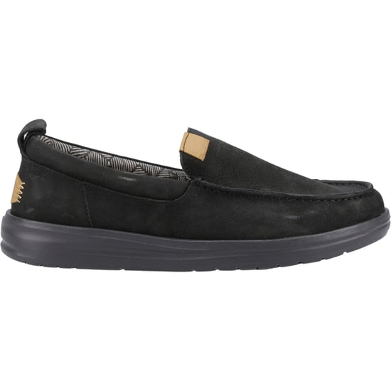 HEYDUDE Wally Grip Moc Leather Men's Black Boat Shoes - Image 5