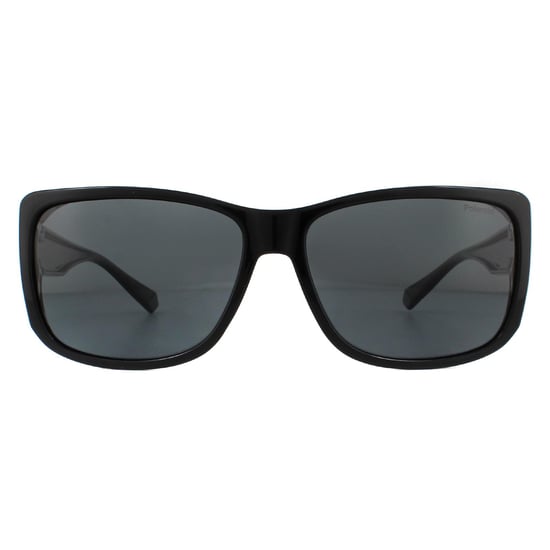 Gafas de sol polarizadas unisex Polaroid Suncovers Wrap negras y grises - Image 1