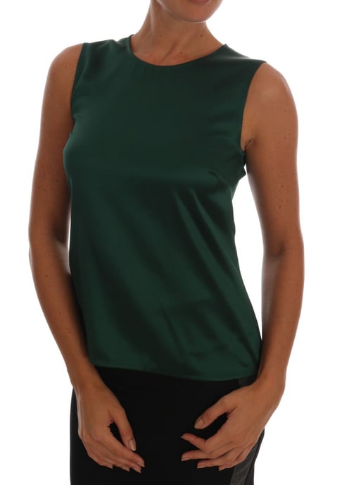 Top sin mangas de seda verde oscuro para mujer de Dolce & Gabbana - Image 1